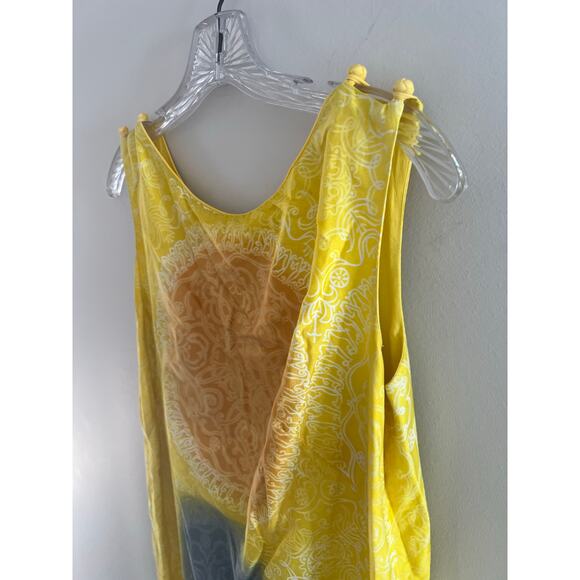 Vintage Pop Art Sleeveless Long Shift Dress Yellow Abstract Size S/M JL - Picture 5 of 7